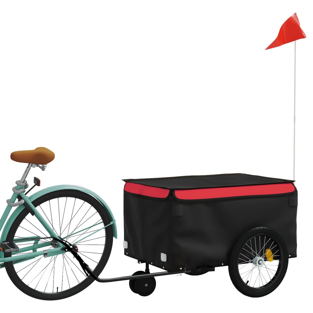 Vidaxl Fahrradanhänger 30 kg Eisen schwarz und rot