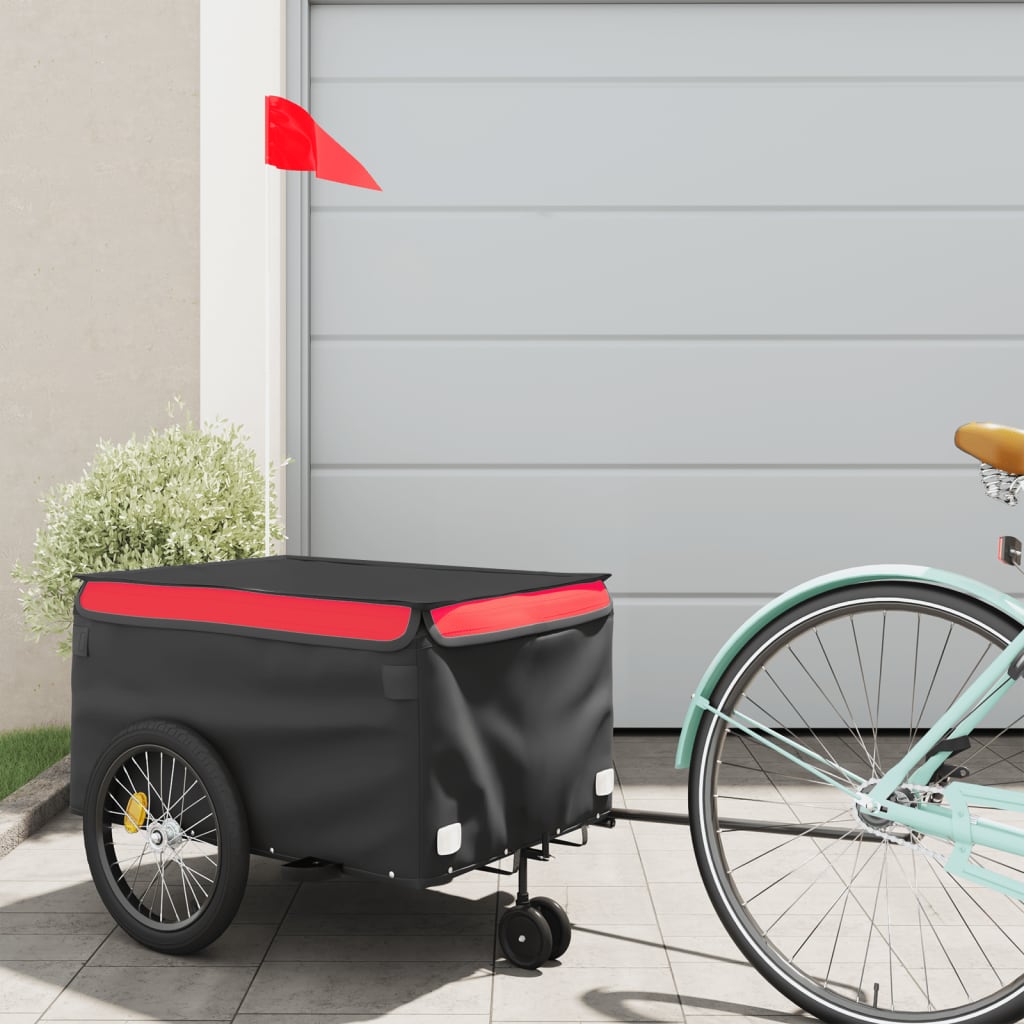 Vidaxl Fahrradanhänger 30 kg Eisen schwarz und rot