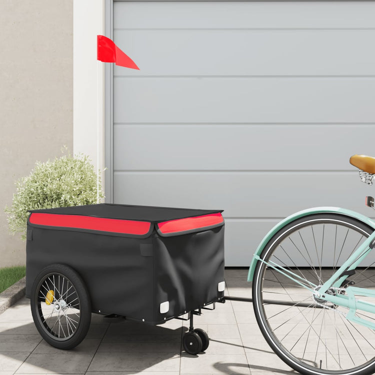 Vidaxl Fahrradanhänger 30 kg Eisen schwarz und rot