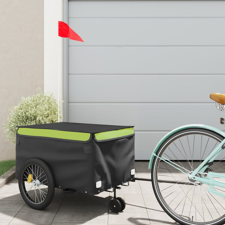 Vidaxl Fahrradanhänger 30 kg Eisen schwarz und grün