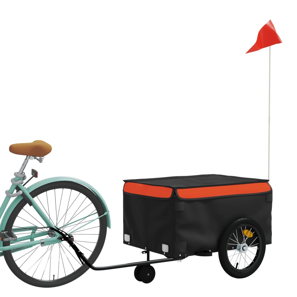 Vidaxl -Fahrradanhänger 45 kg Eisenschwarz und Orange