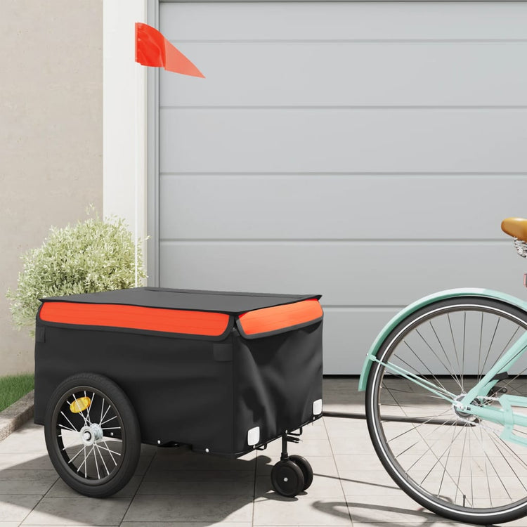 Vidaxl -Fahrradanhänger 45 kg Eisenschwarz und Orange