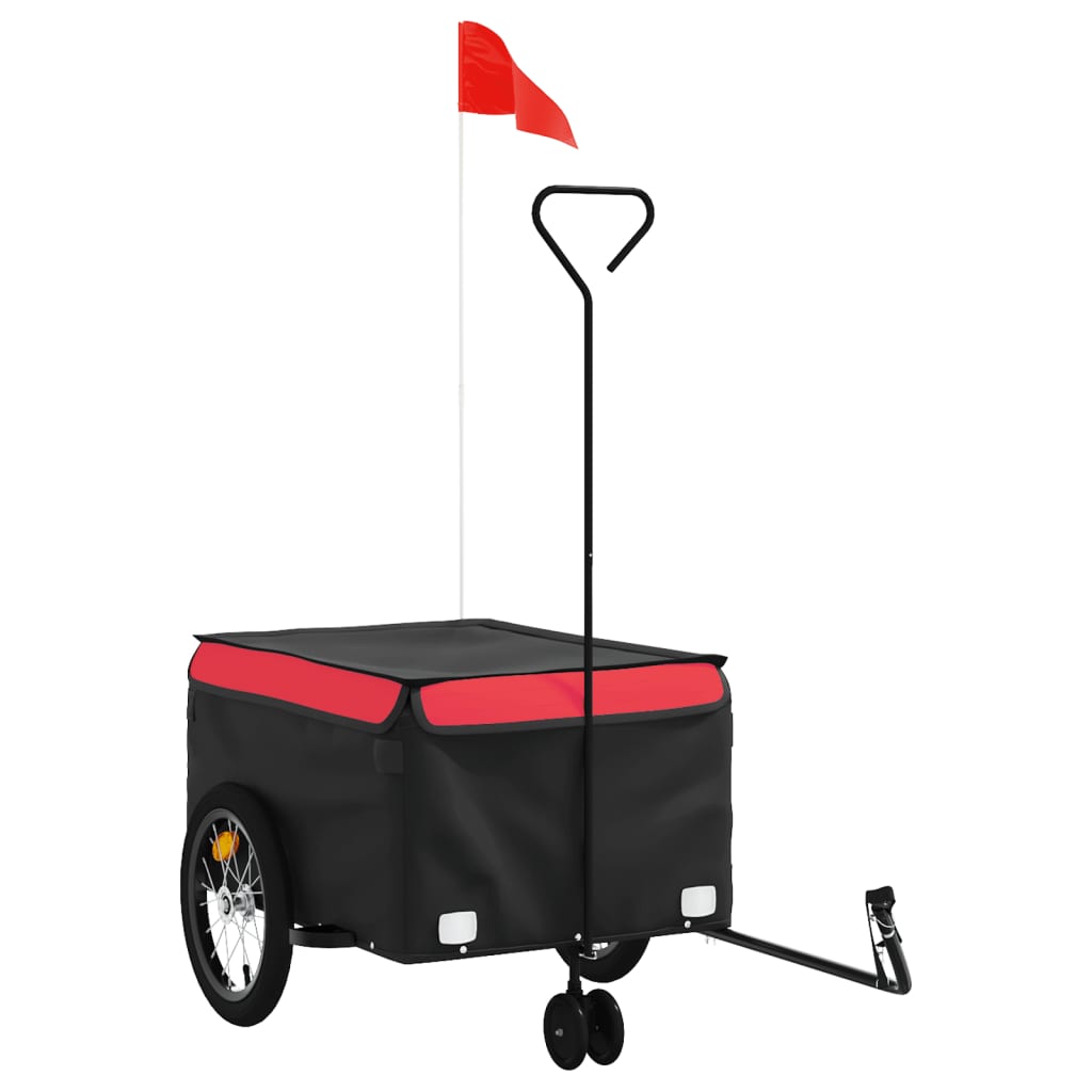 Vidaxl Fahrradanhänger 45 kg Eisen schwarz und rot