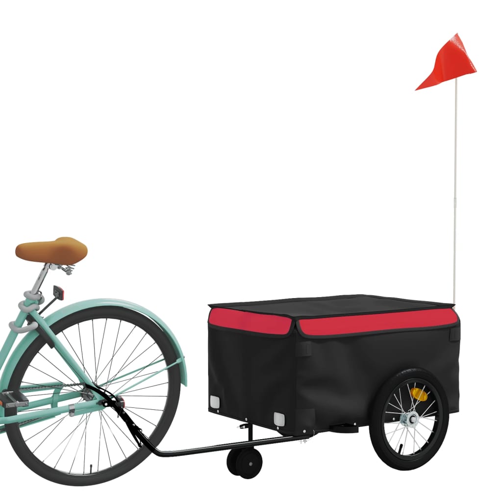 Vidaxl Fahrradanhänger 45 kg Eisen schwarz und rot