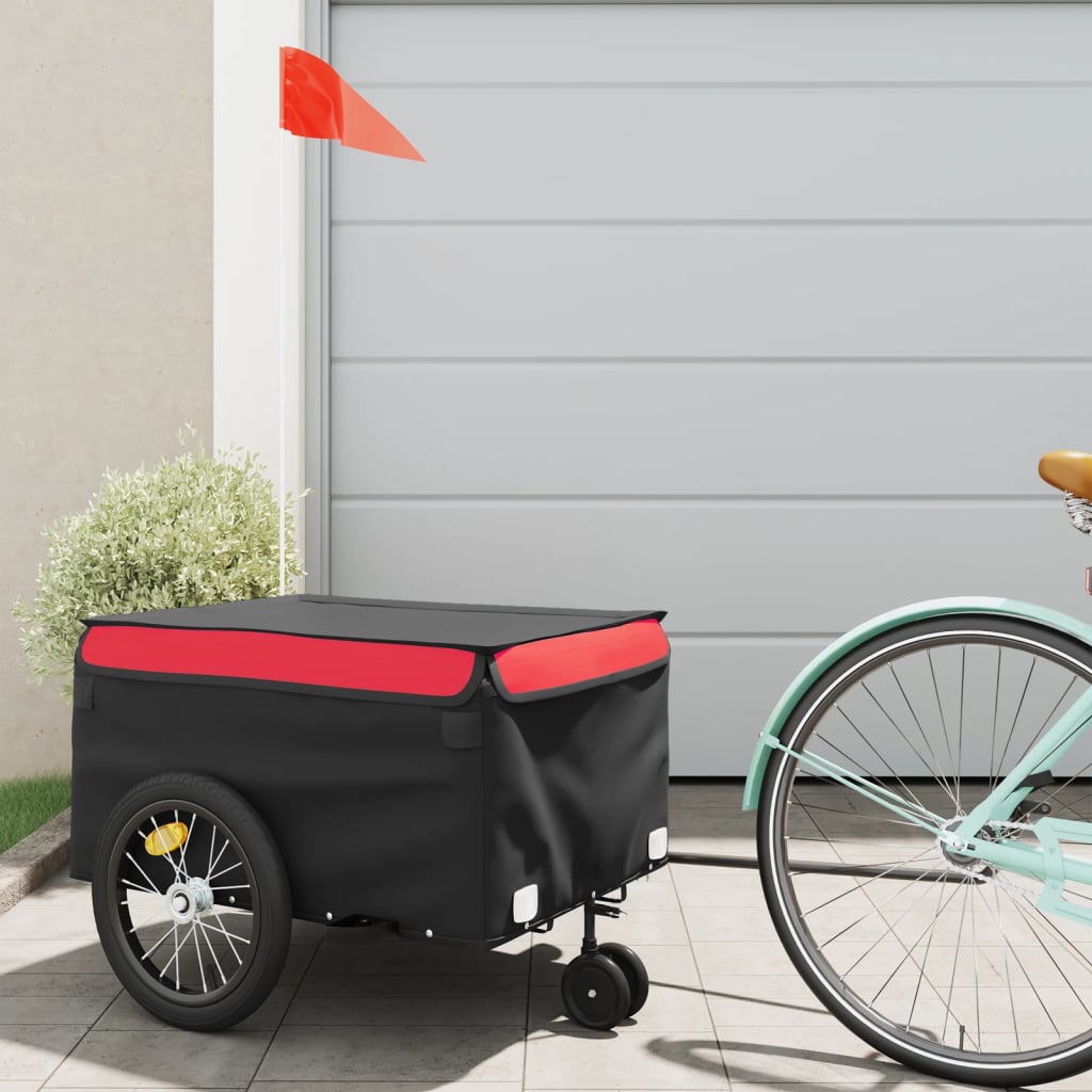 Vidaxl Fahrradanhänger 45 kg Eisen schwarz und rot