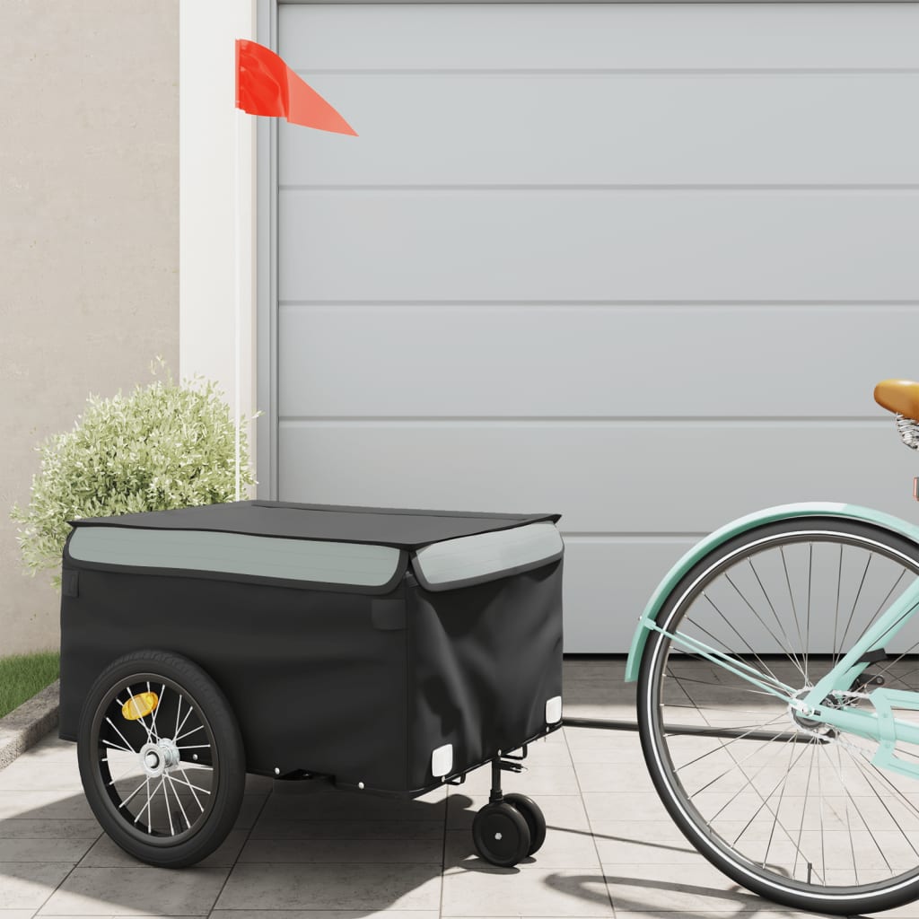 Vidaxl Fahrradanhänger 45 kg Eisen schwarz und grau