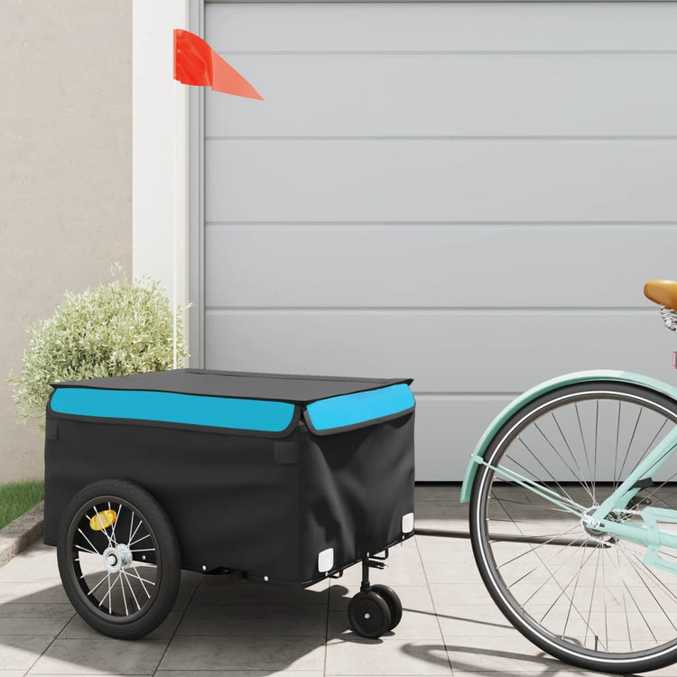 Vidaxl Fahrradanhänger 45 kg Eisen schwarz und blau