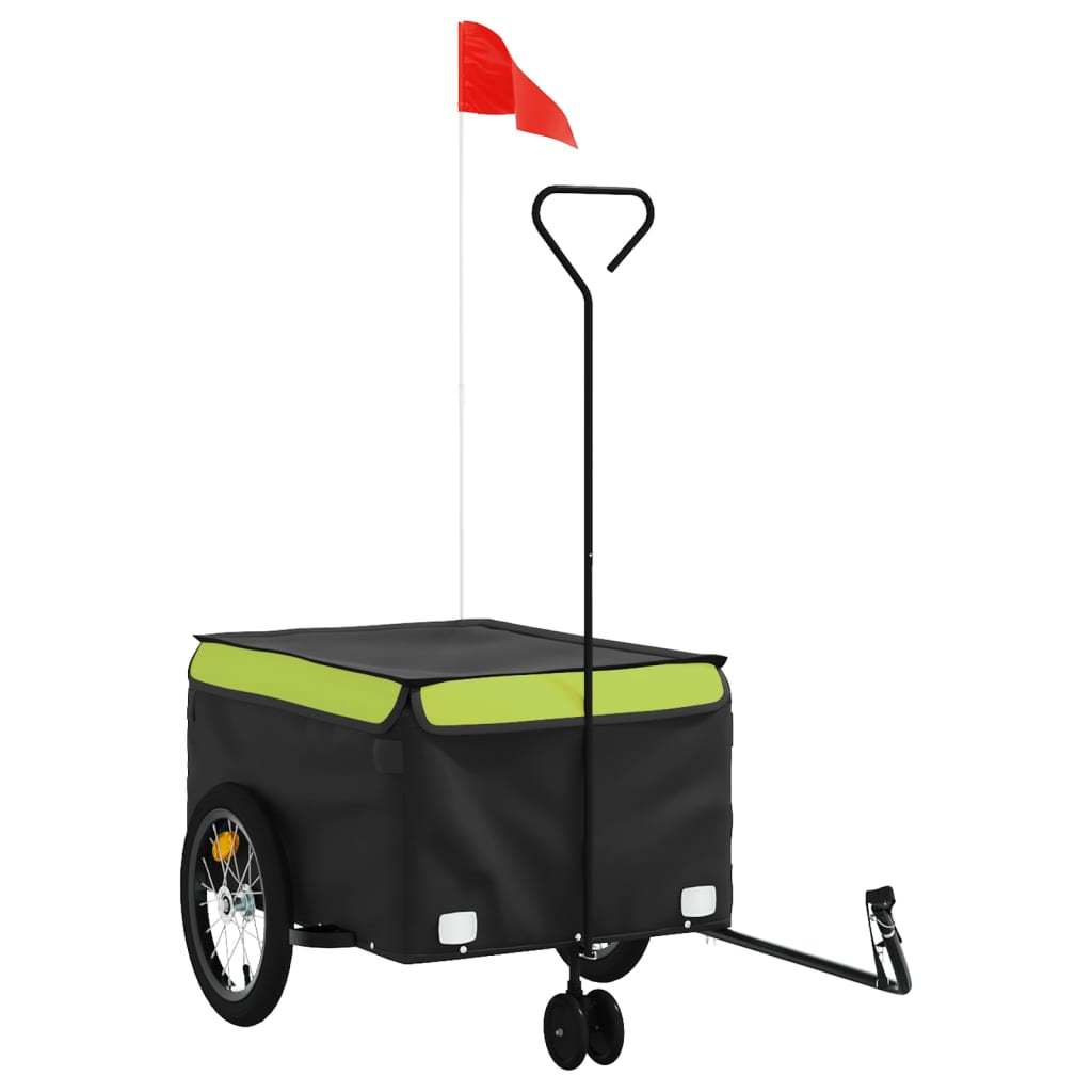 Vidaxl Fahrradanhänger 45 kg Eisen schwarz und grün