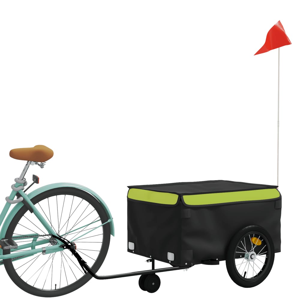 Vidaxl Fahrradanhänger 45 kg Eisen schwarz und grün