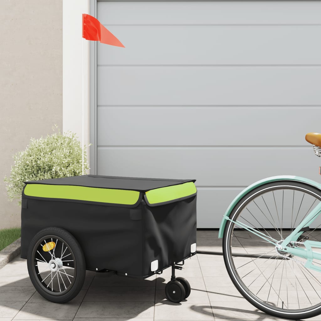 Vidaxl Fahrradanhänger 45 kg Eisen schwarz und grün