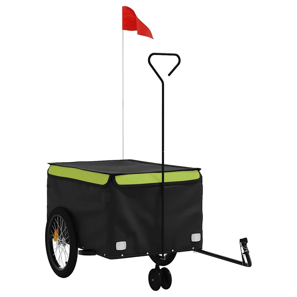 Vidaxl Fahrradanhänger 45 kg Eisen schwarz und grün
