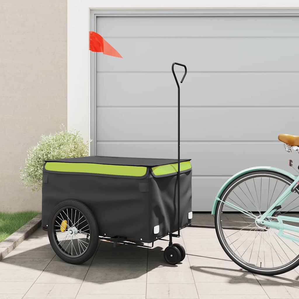 Vidaxl Fahrradanhänger 45 kg Eisen schwarz und grün