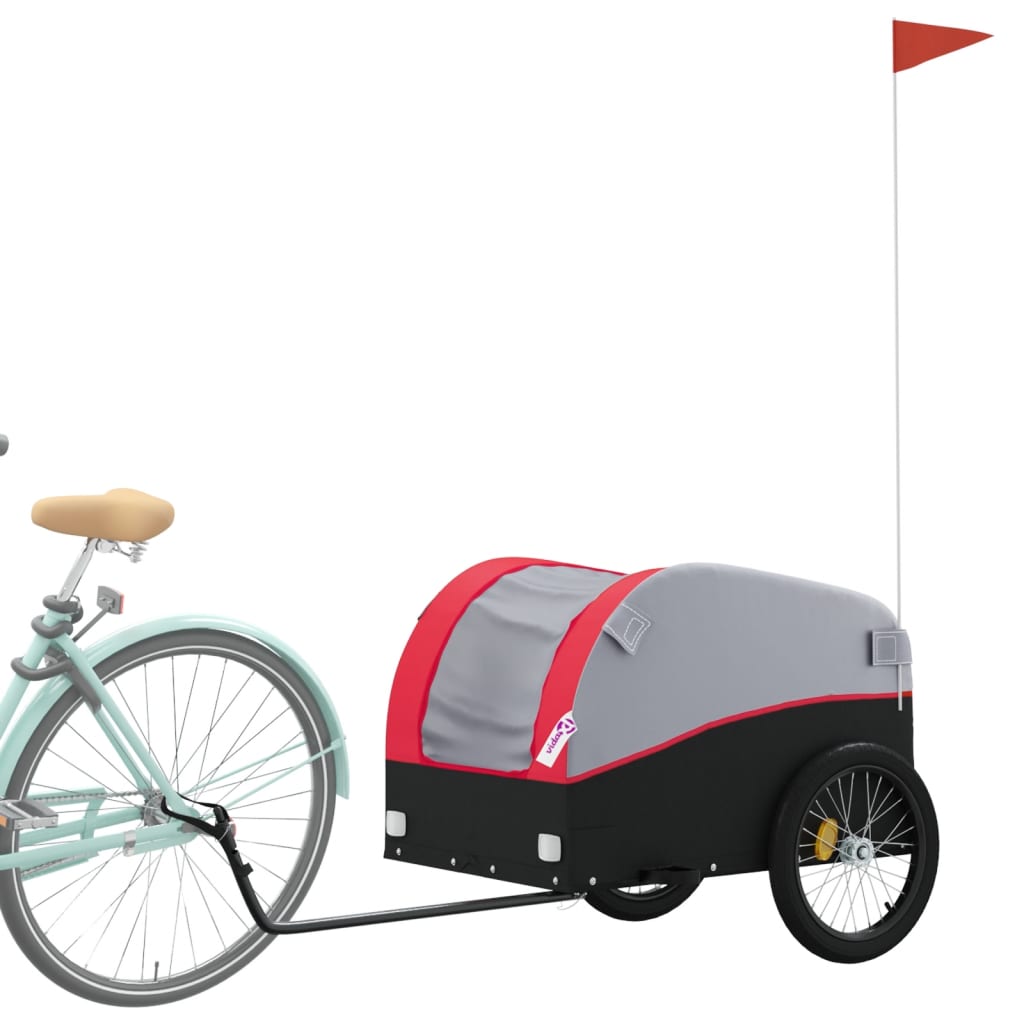 Vidaxl Fahrradanhänger 45 kg Eisen schwarz und rot