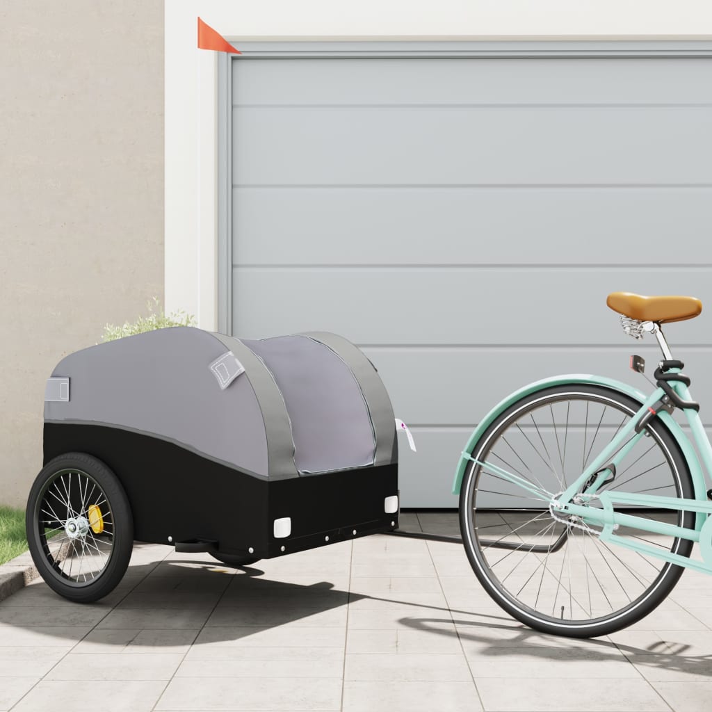 Vidaxl Fahrradanhänger 45 kg Eisen schwarz und grau