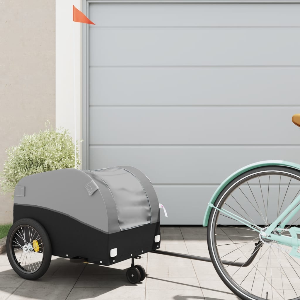 Vidaxl Fahrradanhänger 30 kg Eisen schwarz und grau
