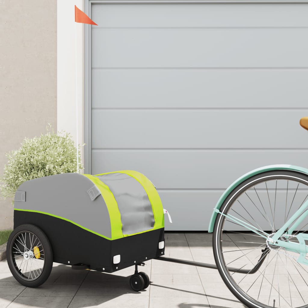 Vidaxl Fahrradanhänger 30 kg Eisen schwarz und grün