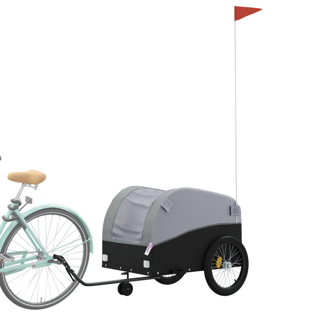 Vidaxl Fahrradanhänger 45 kg Eisen schwarz und grau