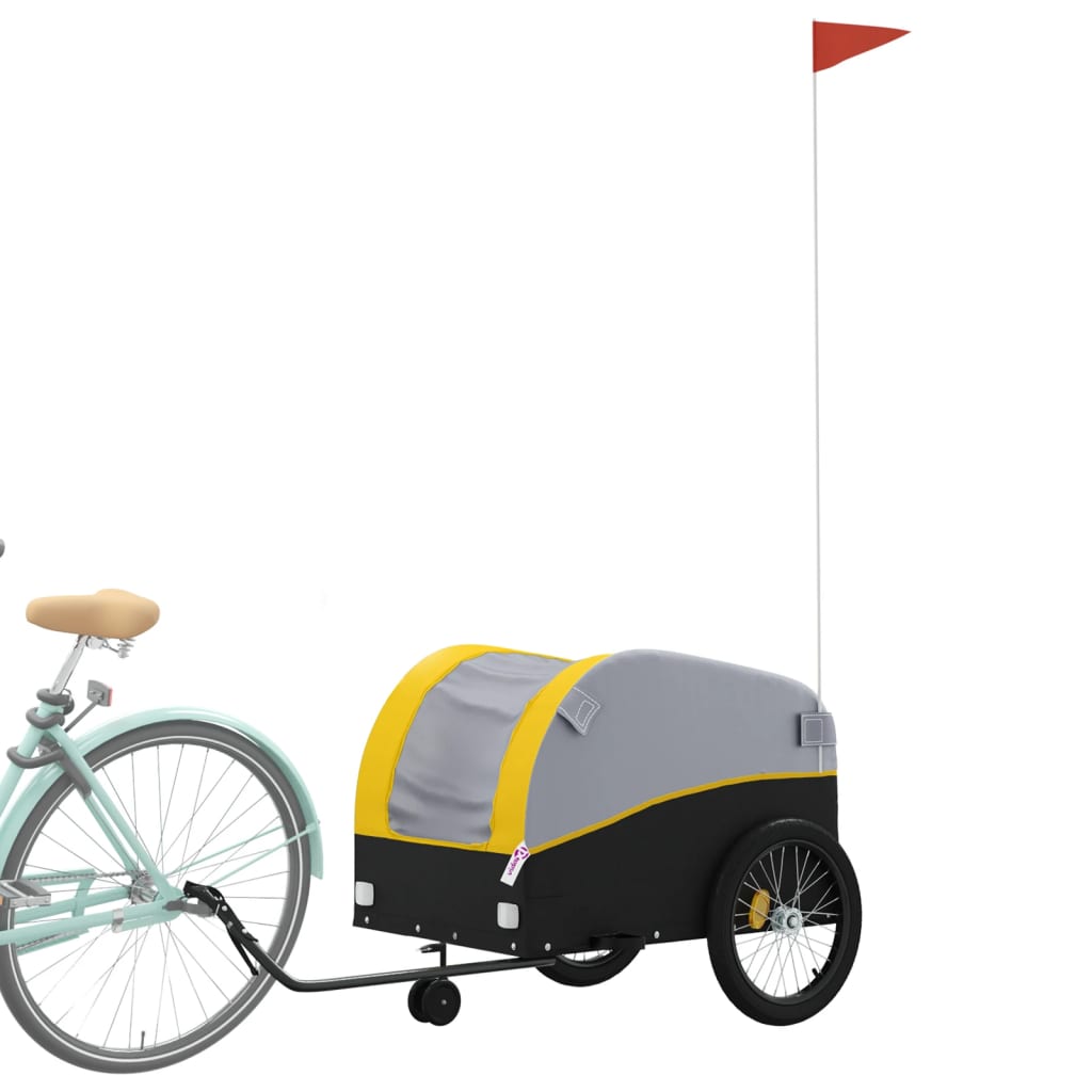 Vidaxl Fahrradanhänger 45 kg Eisen schwarz und gelb