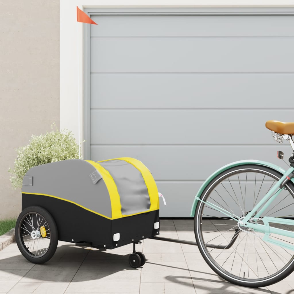 Vidaxl Fahrradanhänger 45 kg Eisen schwarz und gelb