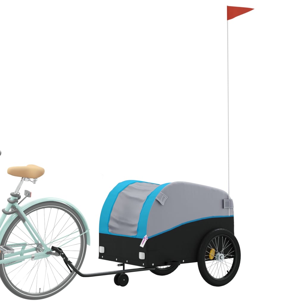 Vidaxl Fahrradanhänger 45 kg Eisen schwarz und blau