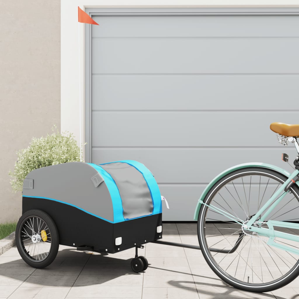 Vidaxl Fahrradanhänger 45 kg Eisen schwarz und blau