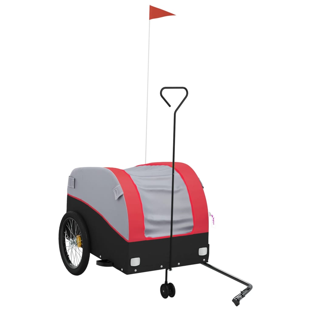 Vidaxl Fahrradanhänger 45 kg Eisen schwarz und rot