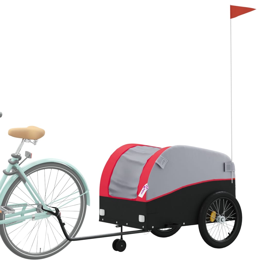 Vidaxl Fahrradanhänger 45 kg Eisen schwarz und rot
