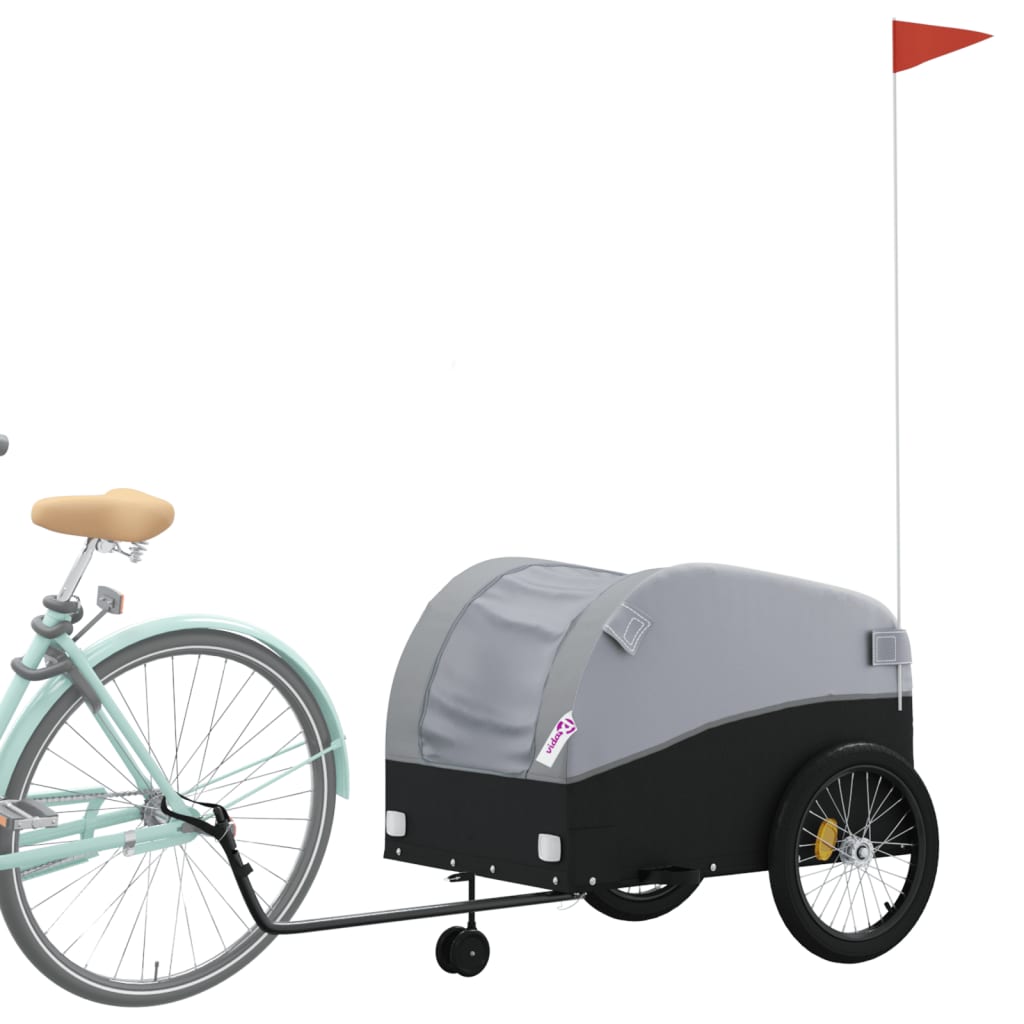 Vidaxl Fahrradanhänger 45 kg Eisen schwarz und grau