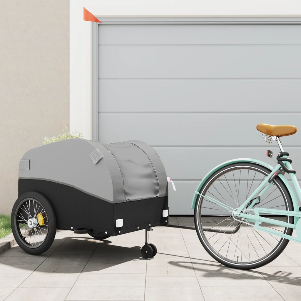 Vidaxl Fahrradanhänger 45 kg Eisen schwarz und grau