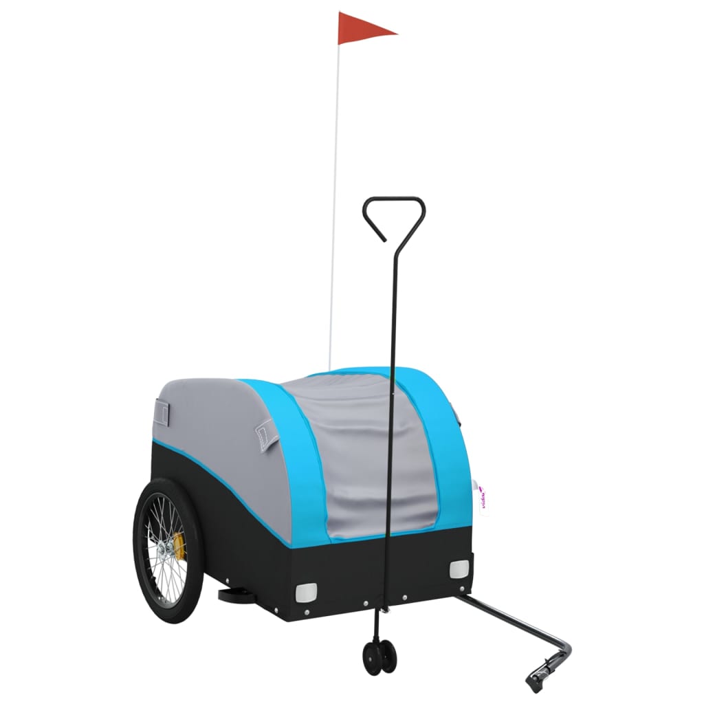 Vidaxl Fahrradanhänger 45 kg Eisen schwarz und blau