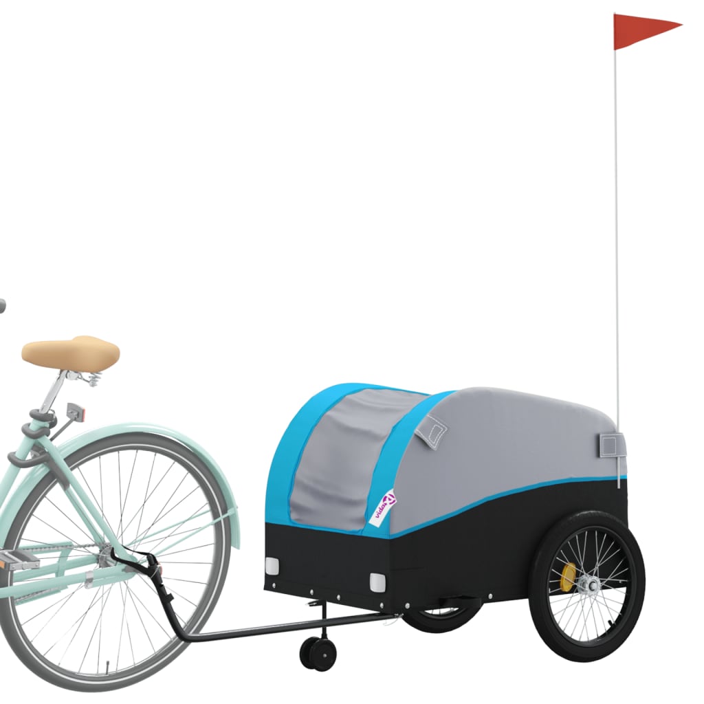 Vidaxl Fahrradanhänger 45 kg Eisen schwarz und blau