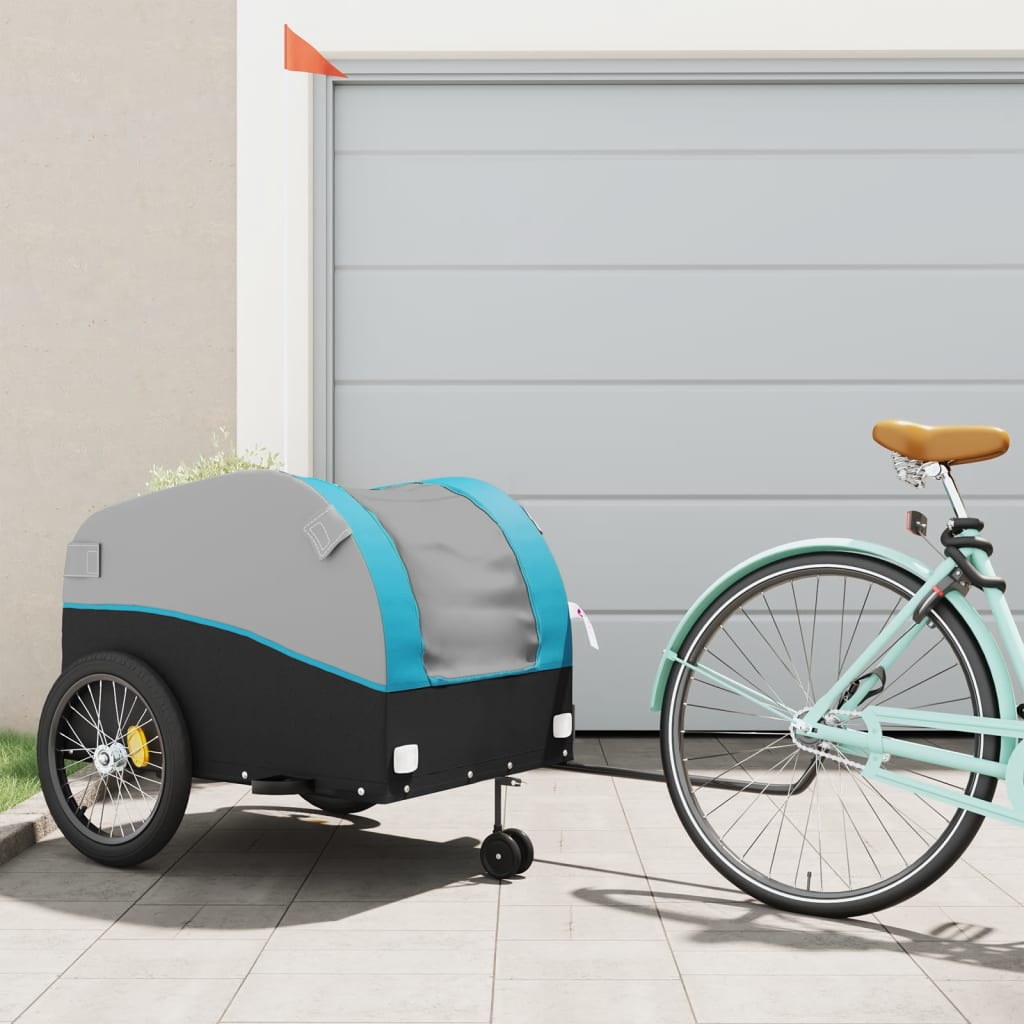 Vidaxl Fahrradanhänger 45 kg Eisen schwarz und blau