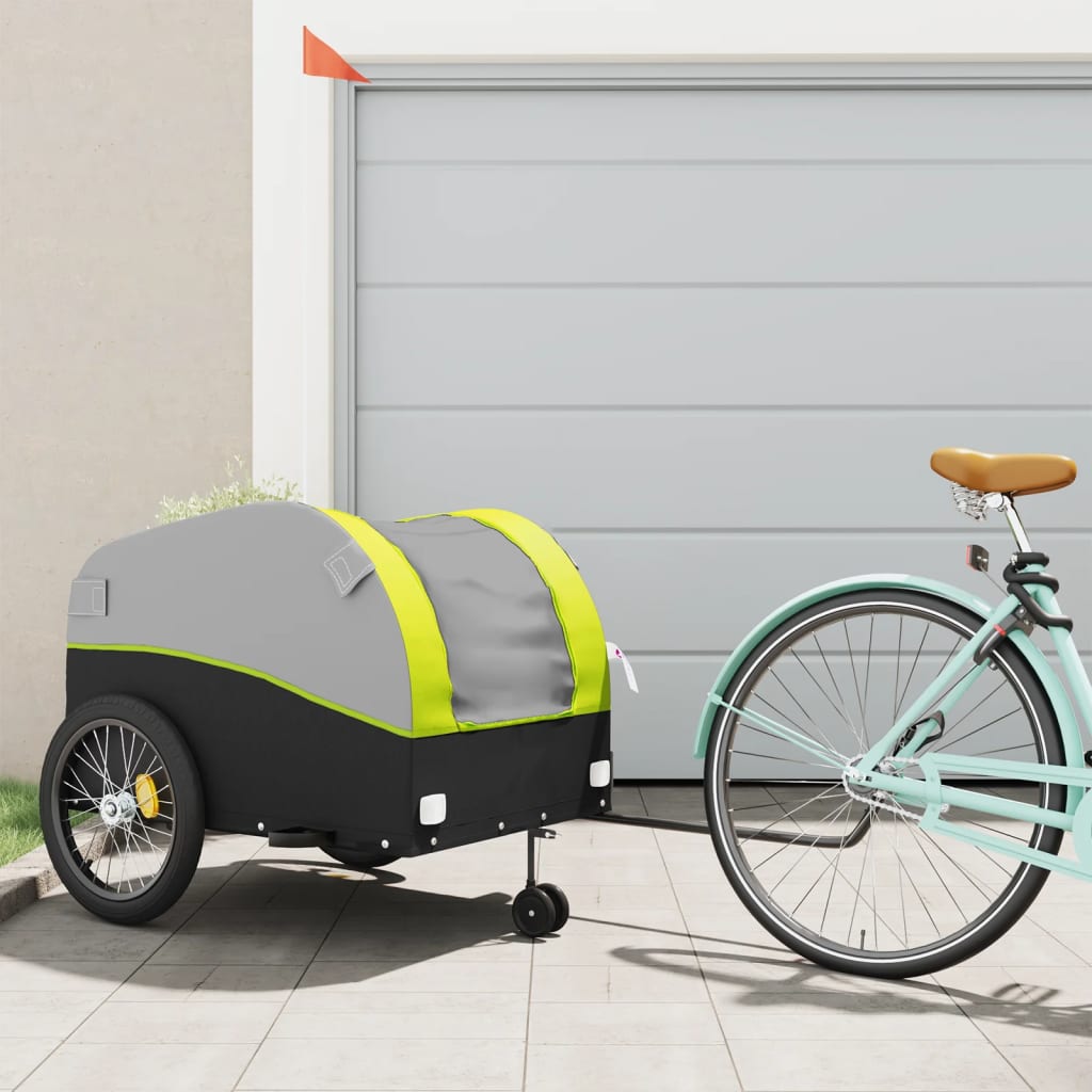 Vidaxl Fahrradanhänger 45 kg Eisen schwarz und grün