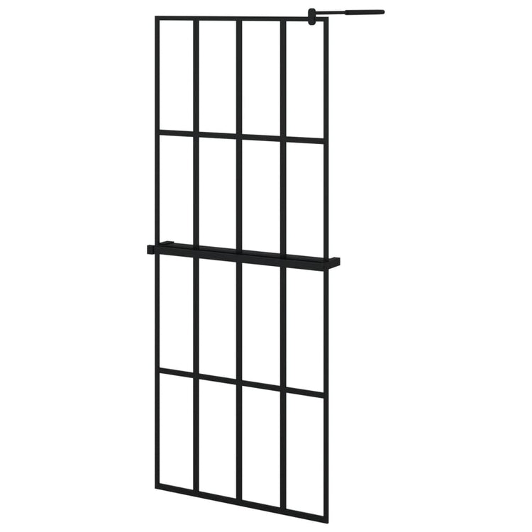 Vidaxl Walk-in Duschwand mit Regal 80x195 cm Esg-Glas Aluminium Schwarz