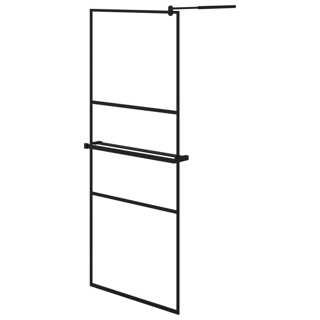 Vidaxl Walk-in Duschwand mit Regal 80x195 cm Esg-Glas Aluminium Schwarz