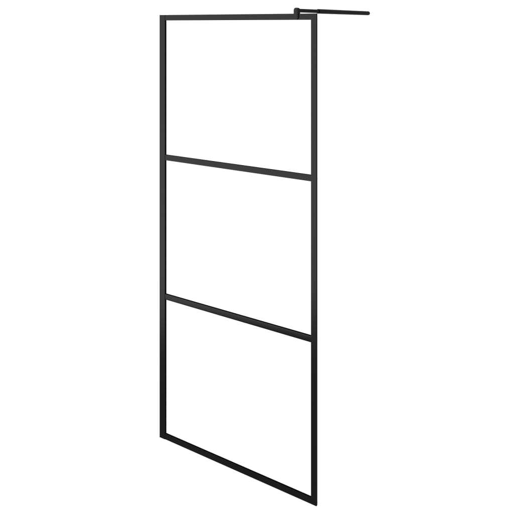 Vidaxl Walk-in Duschwand mit Regal 80x195 cm Esg-Glas Aluminium Schwarz
