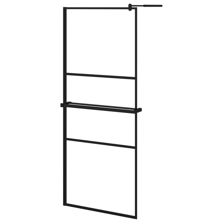 Vidaxl Walk-in Duschwand mit Regal 80x195 cm Esg-Glas Aluminium Schwarz