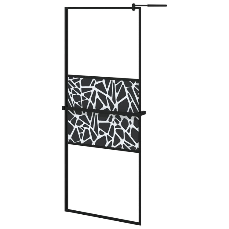 Vidaxl Walk-in Duschwand mit Regal 80x195 cm Esg-Glas Aluminium Schwarz