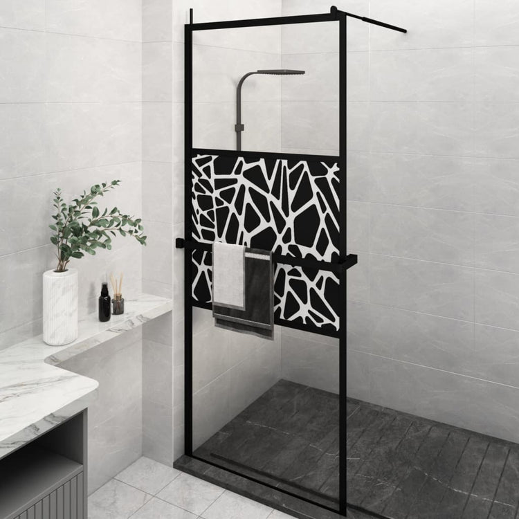Vidaxl Walk-in Duschwand mit Regal 80x195 cm Esg-Glas Aluminium Schwarz