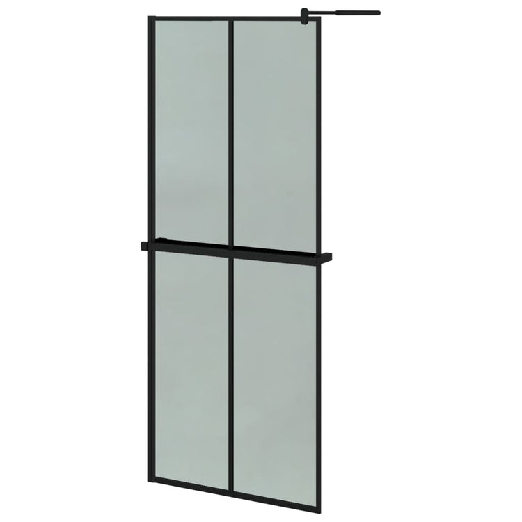 Vidaxl Walk-in Duschwand mit Regal 80x195 cm Esg-Glas Aluminium Schwarz