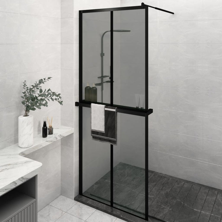 Vidaxl Walk-in Duschwand mit Regal 80x195 cm Esg-Glas Aluminium Schwarz