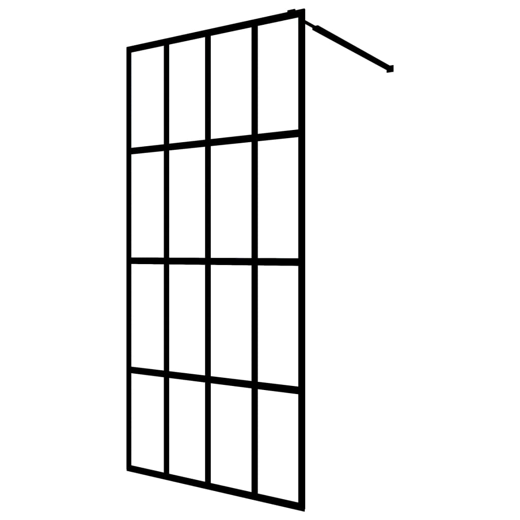 Vidaxl begehete Duschwand mit Regal 90x195 cm Esg-Glas Aluminium Schwarz