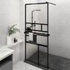 Vidaxl begehete Duschwand mit Regal 90x195 cm Esg-Glas Aluminium Schwarz
