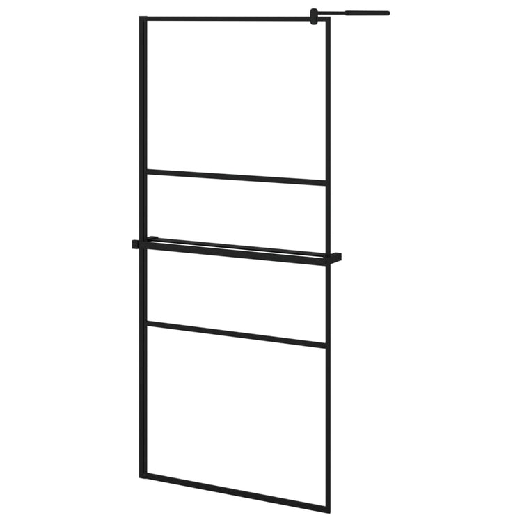 Vidaxl begehete Duschwand mit Regal 90x195 cm Esg-Glas Aluminium Schwarz