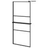 Vidaxl begehete Duschwand mit Regal 90x195 cm Esg-Glas Aluminium Schwarz