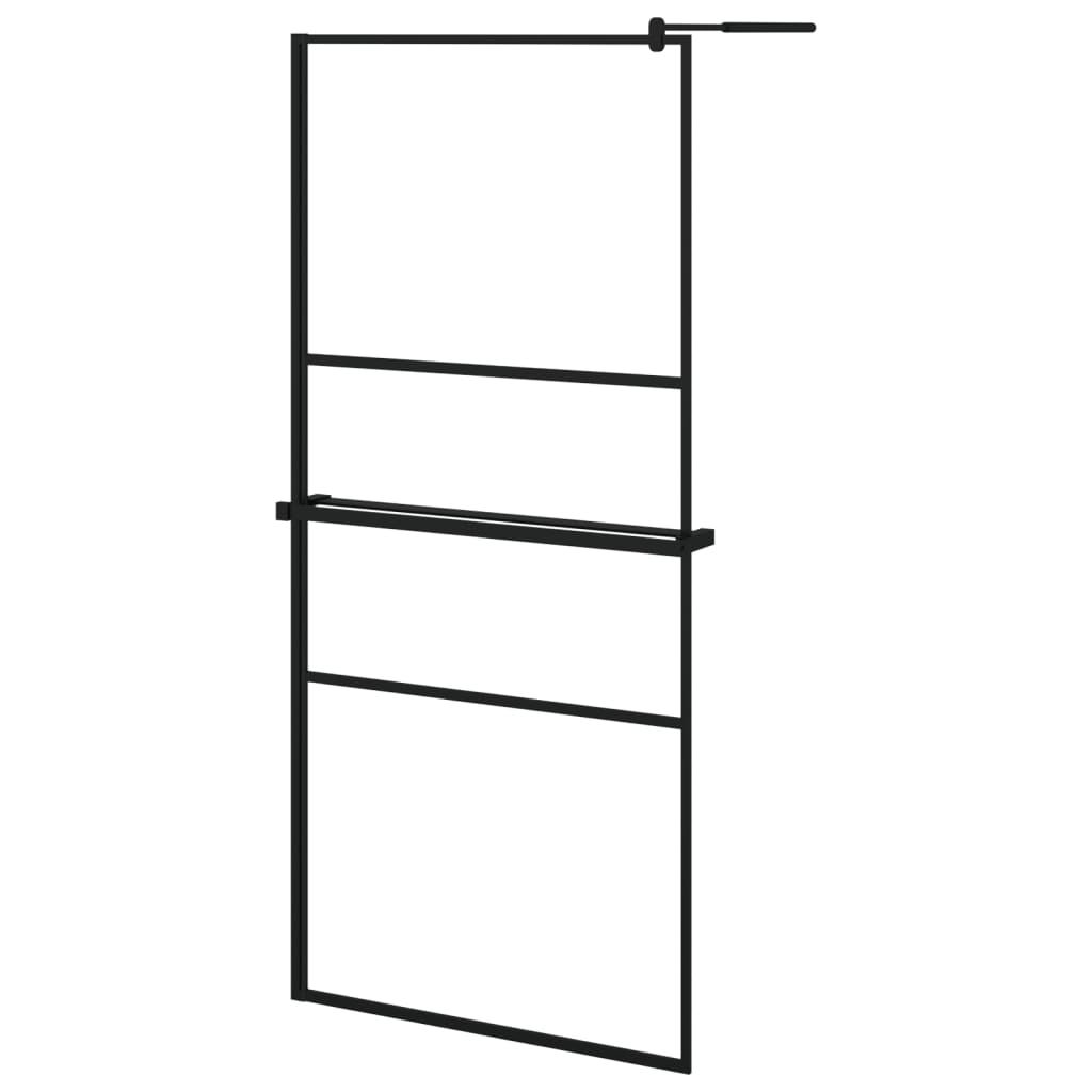 Vidaxl begehete Duschwand mit Regal 90x195 cm Esg-Glas Aluminium Schwarz