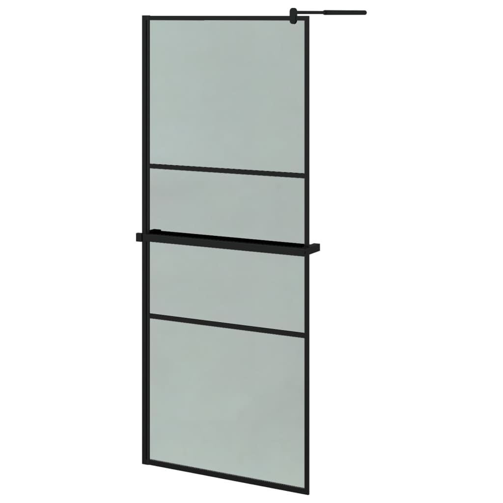 Vidaxl begehete Duschwand mit Regal 90x195 cm Esg-Glas Aluminium Schwarz