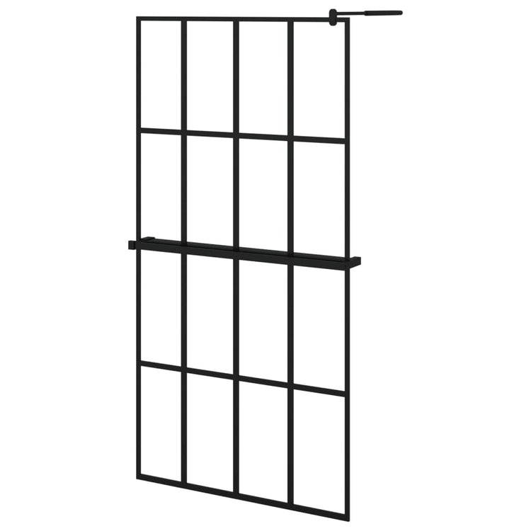 Vidaxl Walk-in Duschwand mit Regal 100x195 cm Esg-Glas Aluminium Schwarz