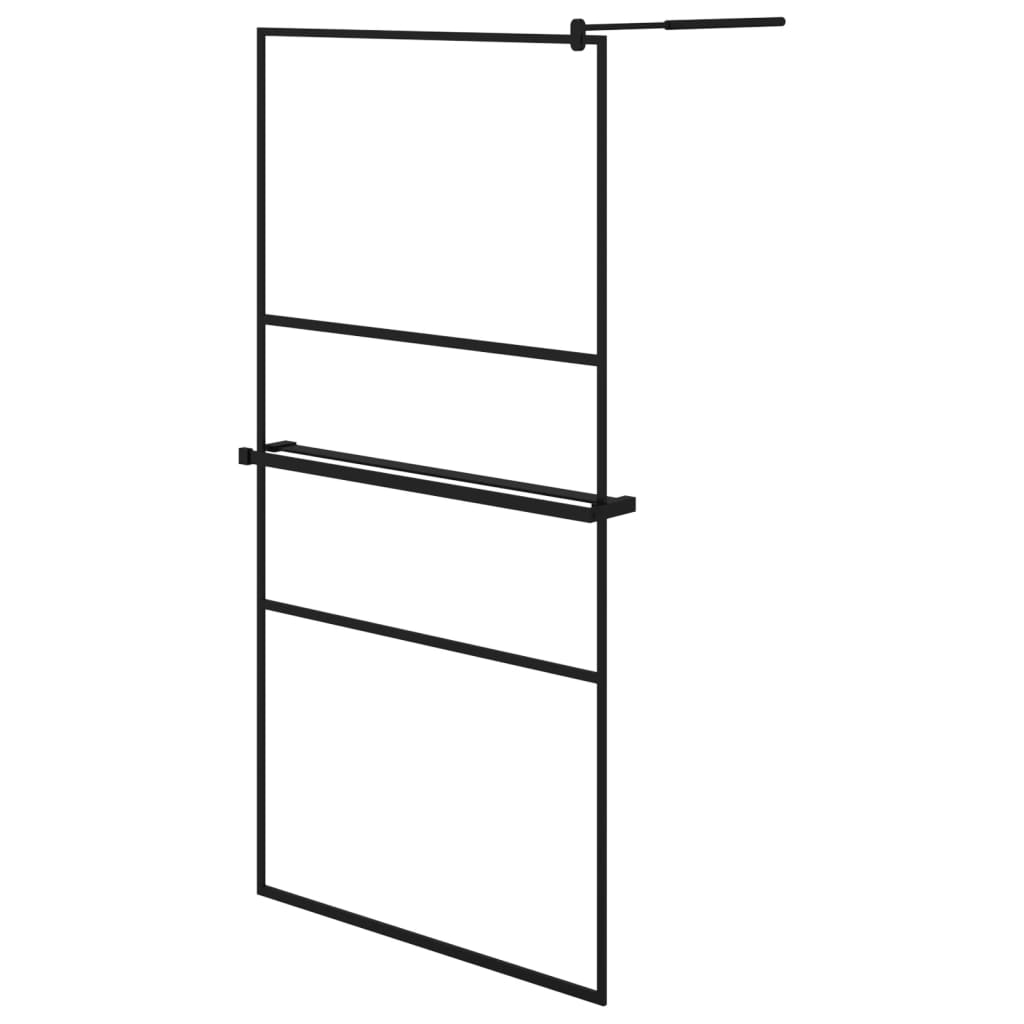Vidaxl Walk-in Duschwand mit Regal 100x195 cm Esg-Glas Aluminium Schwarz