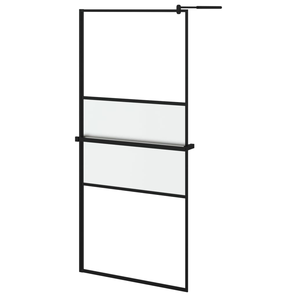 Vidaxl Walk-in Duschwand mit Regal 100x195 cm Esg-Glas Aluminium Schwarz